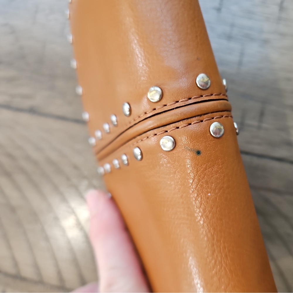 Vintage Michael Kors Astor Brown Studded Leather Wallet Edgy Rock Luxe Timeless - Picture 5 of 16